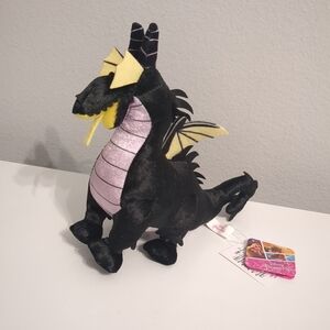 Disney Maleficent Dragon Plush Black Purple Velour Stuffed Animal Toy 9 inches